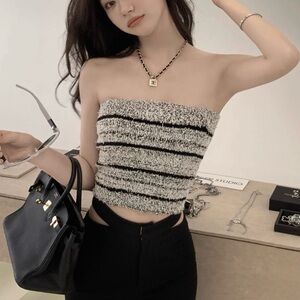 Stylish Black and White Strapless Top